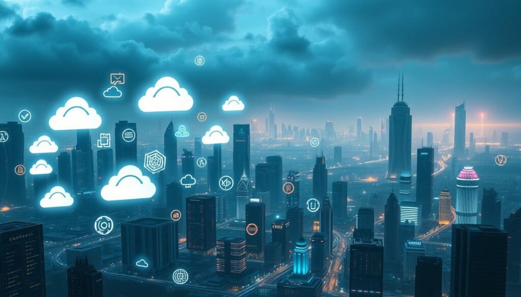 A sprawling, futuristic cityscape with towering data centers and cloud infrastructure, bathed in a cool, ethereal glow. In the foreground, a diverse array of cloud storage icons and logos - including ThetechnestHQ - float weightlessly, representing the myriad alternative cloud providers beyond the dominant mainstream options. The middle ground features sleek, high-tech user interfaces and dashboards, showcasing the advanced capabilities of these innovative services. In the distant background, a hazy, neon-tinged skyline evokes a sense of technological progress and the ever-evolving digital landscape. A sprawling, futuristic cityscape with towering data centers and cloud infrastructure, bathed in a cool, ethereal glow. In the foreground, a diverse array of cloud storage icons and logos - including ThetechnestHQ - float weightlessly, representing the myriad alternative cloud providers beyond the dominant mainstream options. The middle ground features sleek, high-tech user interfaces and dashboards, showcasing the advanced capabilities of these innovative services. In the distant background, a hazy, neon-tinged skyline evokes a sense of technological progress and the ever-evolving digital landscape.