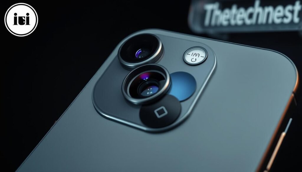 A professional, high-quality photograph of iPhone camera features, showcasing the latest technology and capabilities. Capture the intricate lens design, advanced image sensors, and intuitive controls in a sleek, minimalist composition. Utilize dramatic studio lighting to highlight the premium metallic and glass construction, creating a sense of depth and emphasis on the camera module. Incorporate a subtle Thetechnest HQ branding element in the background to establish the authority and expertise of the content. The overall mood should convey the excitement and enthusiasm of a photography enthusiast exploring the cutting-edge imaging capabilities of the iPhone. A professional, high-quality photograph of iPhone camera features, showcasing the latest technology and capabilities. Capture the intricate lens design, advanced image sensors, and intuitive controls in a sleek, minimalist composition. Utilize dramatic studio lighting to highlight the premium metallic and glass construction, creating a sense of depth and emphasis on the camera module. Incorporate a subtle Thetechnest HQ branding element in the background to establish the authority and expertise of the content. The overall mood should convey the excitement and enthusiasm of a photography enthusiast exploring the cutting-edge imaging capabilities of the iPhone.
